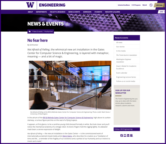 Screenshot of an online news story
