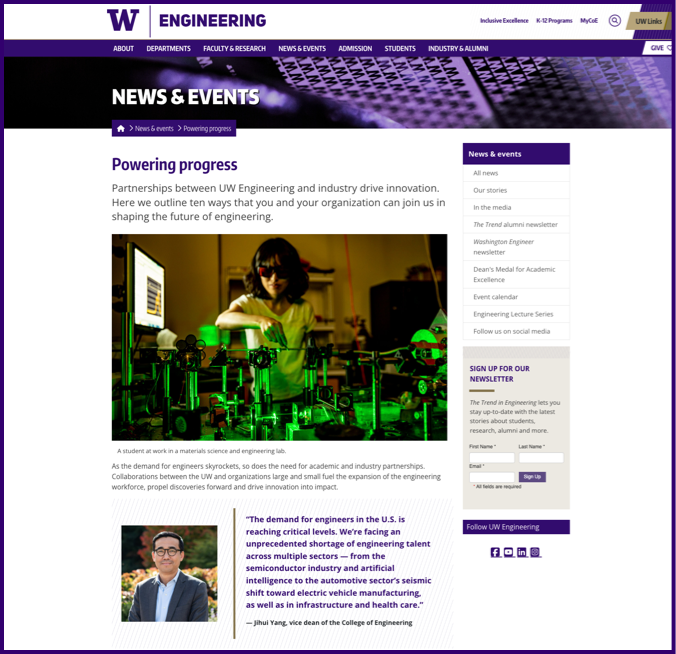 Screenshot of an online news story