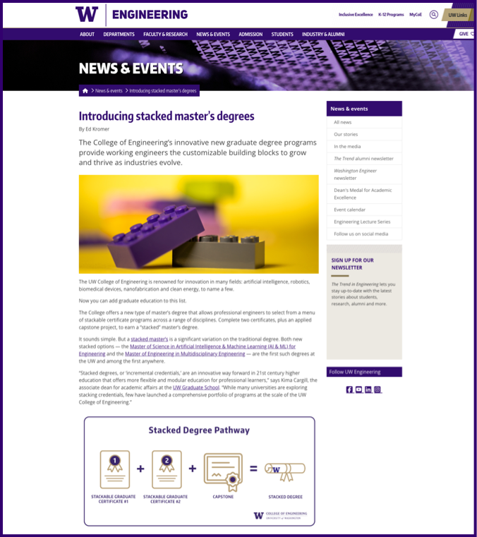 Screenshot of an online news story